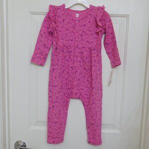 NWT Tea Collection Pink Strawberry Print Long Sleeve Romper sz 18-24 Months